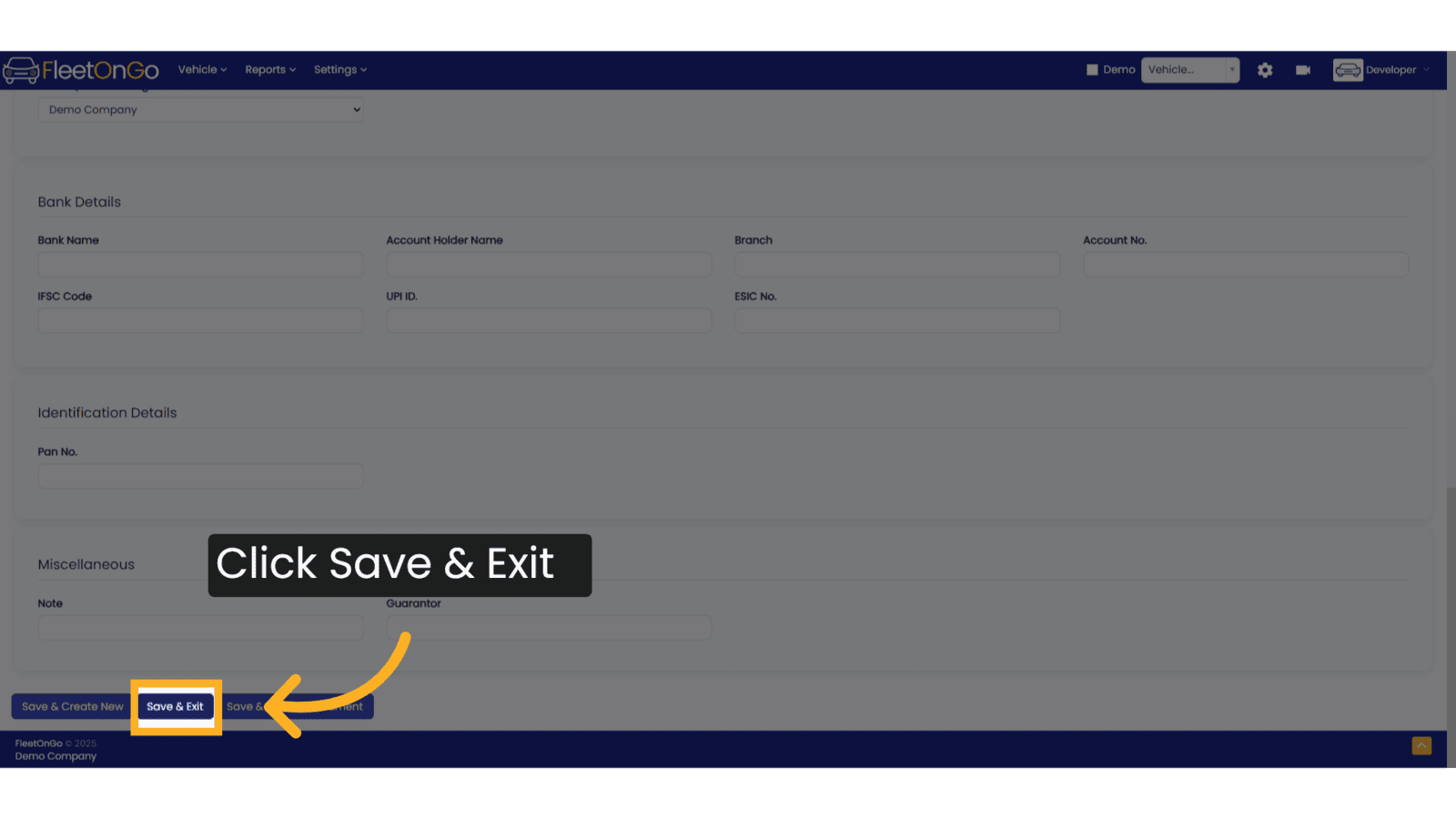 Click Save & Exit
