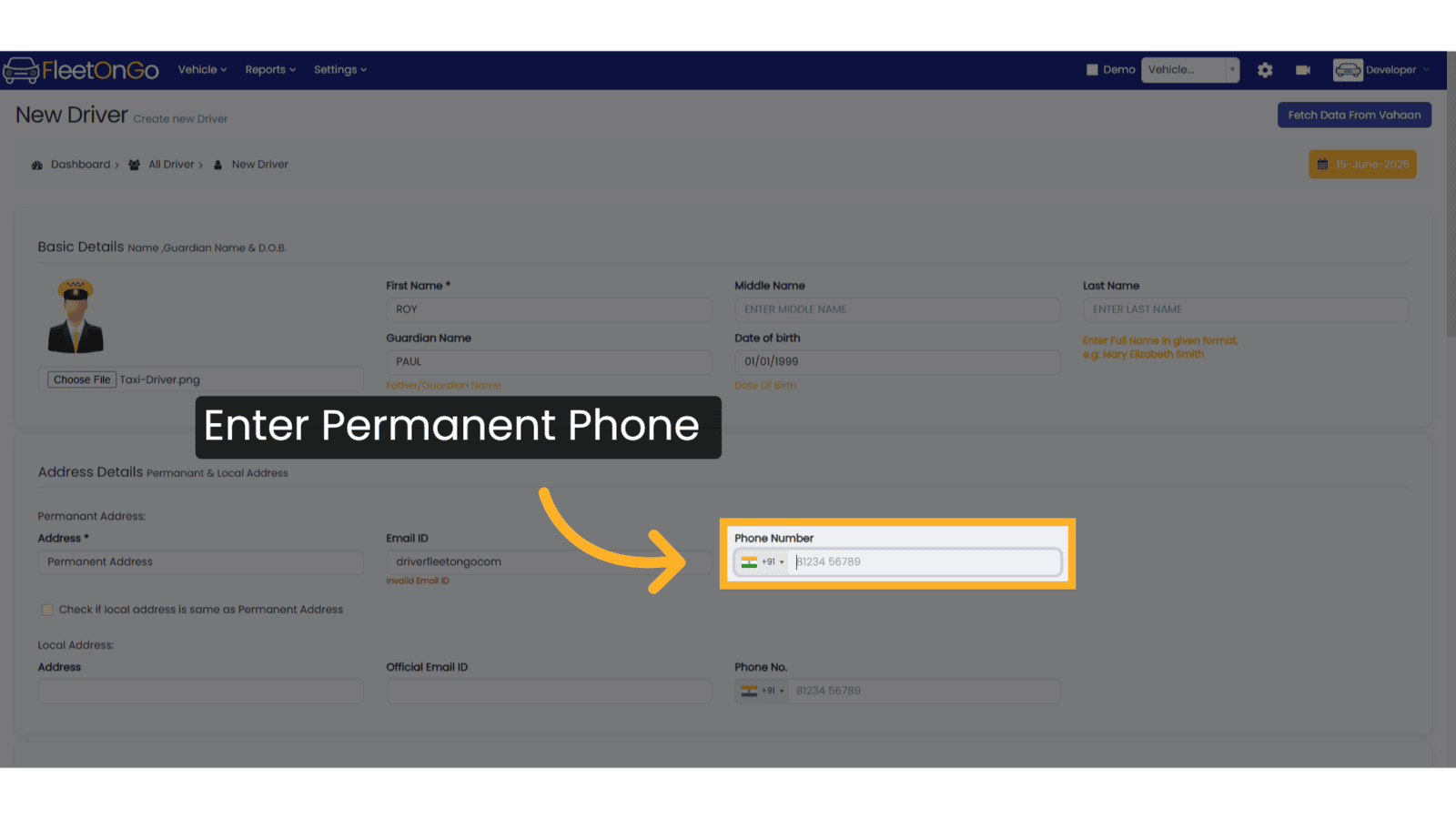 Permanent Contact Number