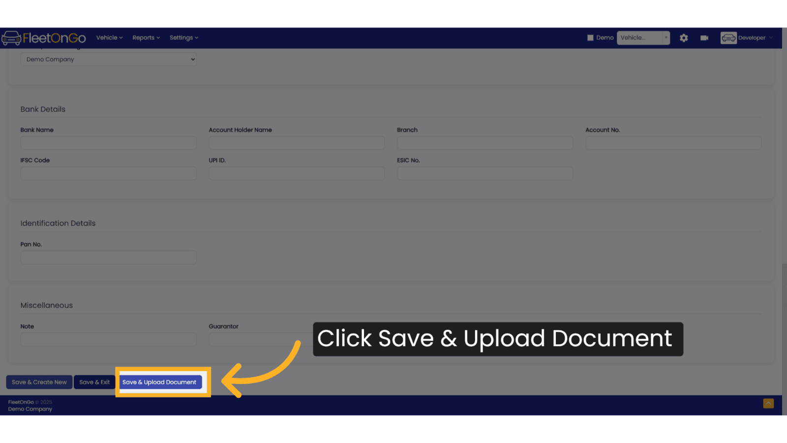 Click Save & Upload Documents