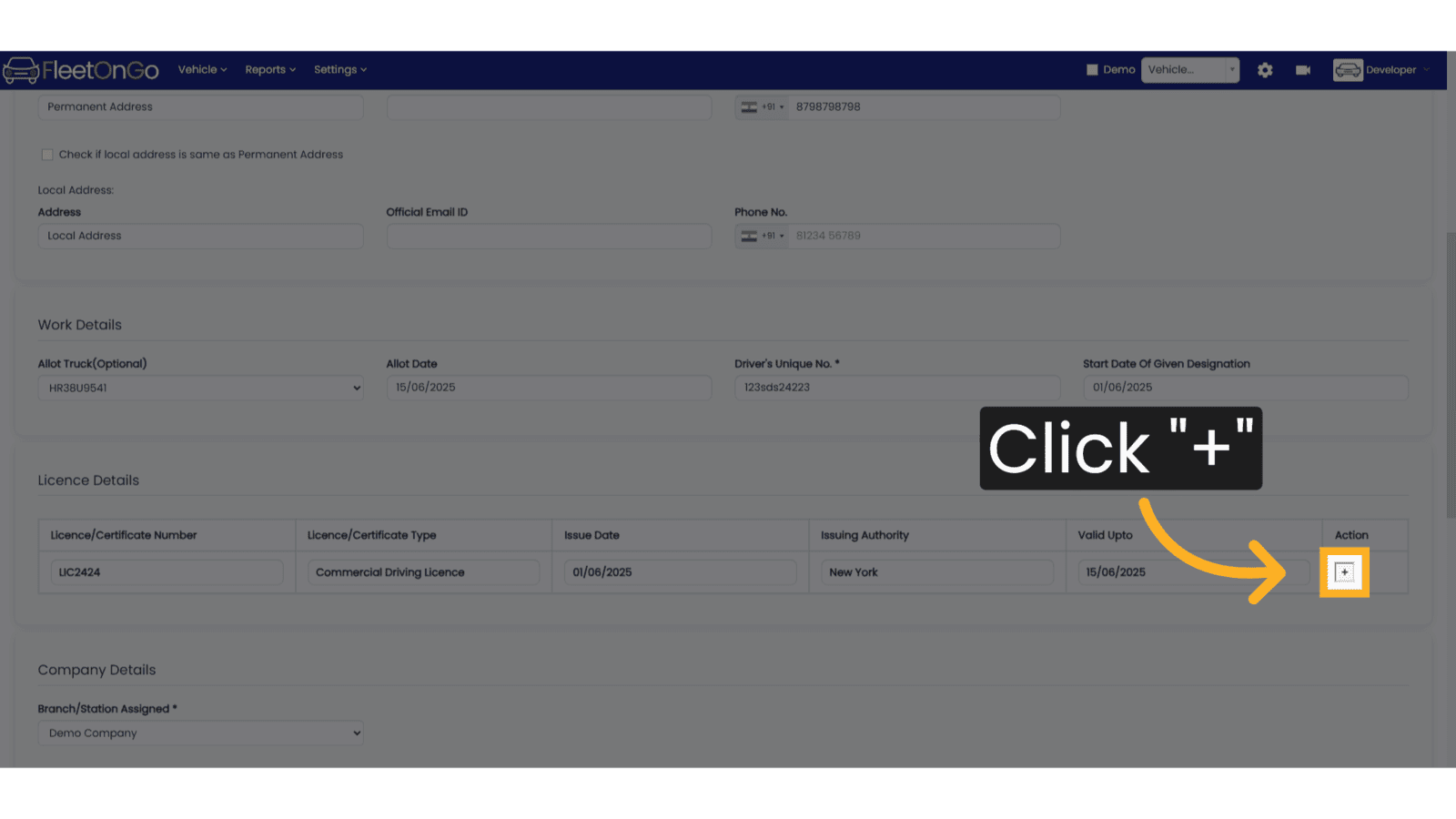 Click on the Plus Button