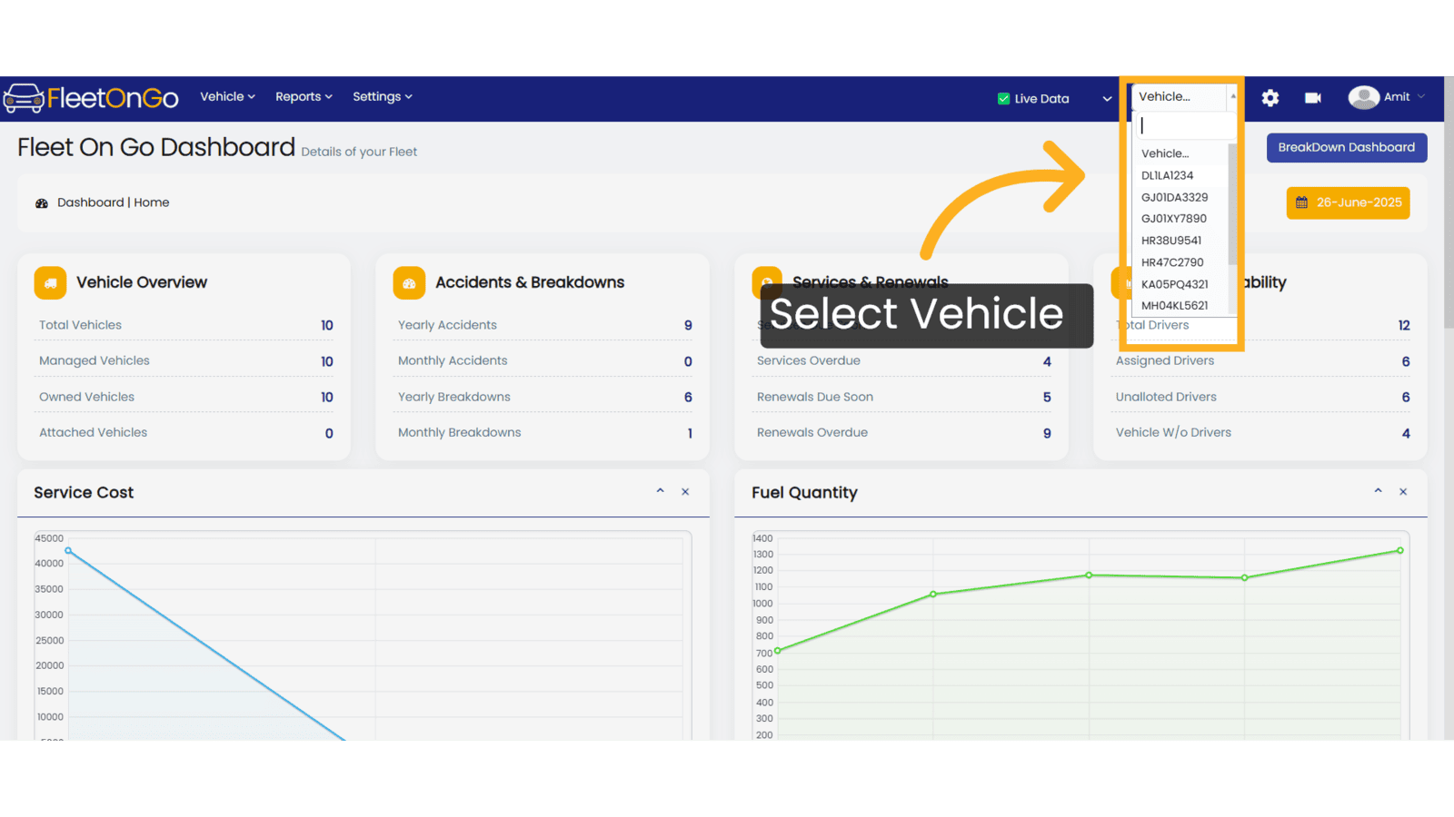 Select vehicle