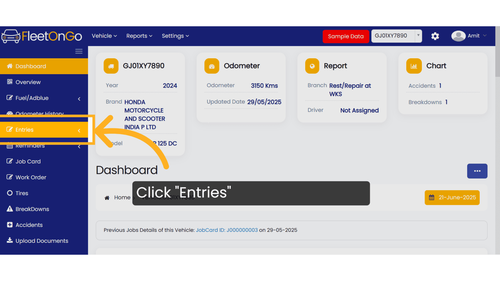 Click 'Entries'