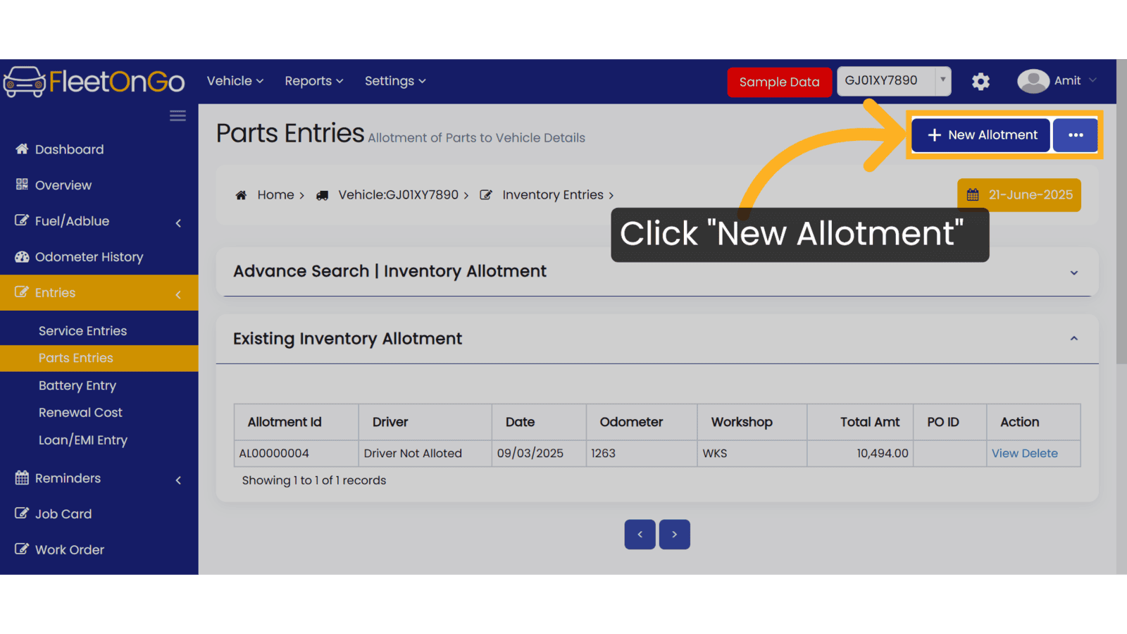 Click 'New Allotment'