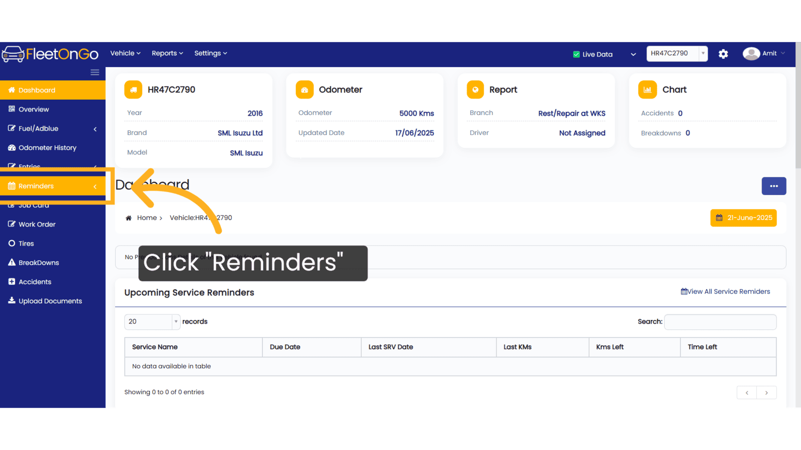 Click 'Reminders'