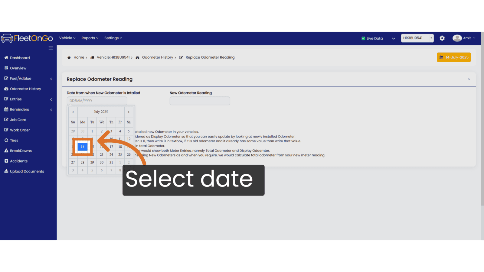 Select date