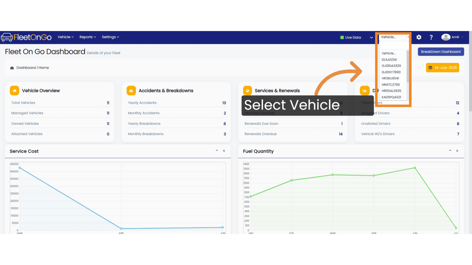 Select vehicle