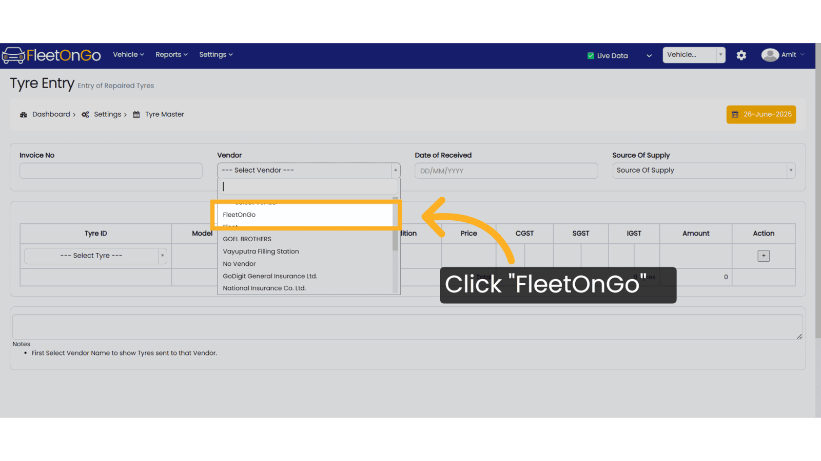 Select Vendor