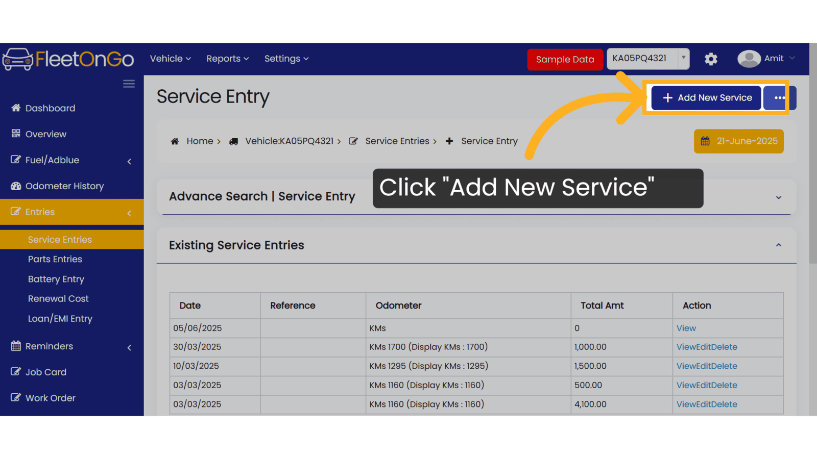 Click 'Add New Service'