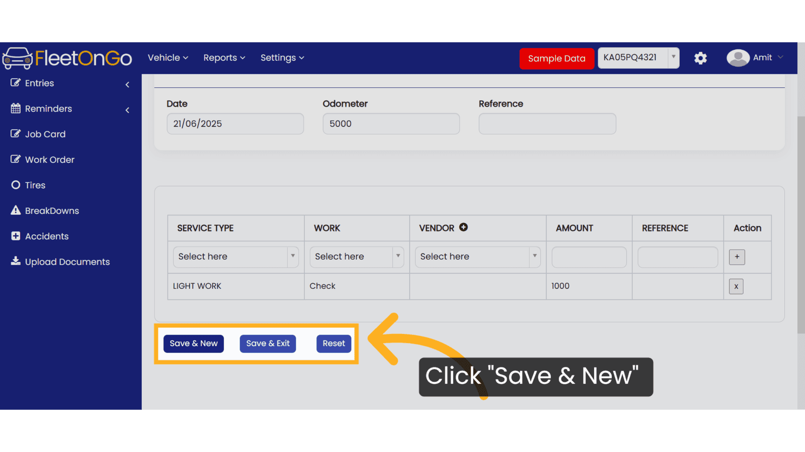 Click 'Save & New'