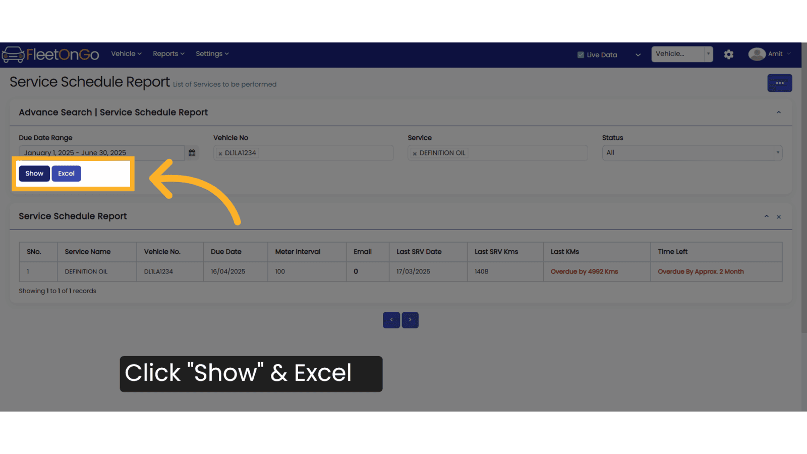 Click 'Show' & Excel