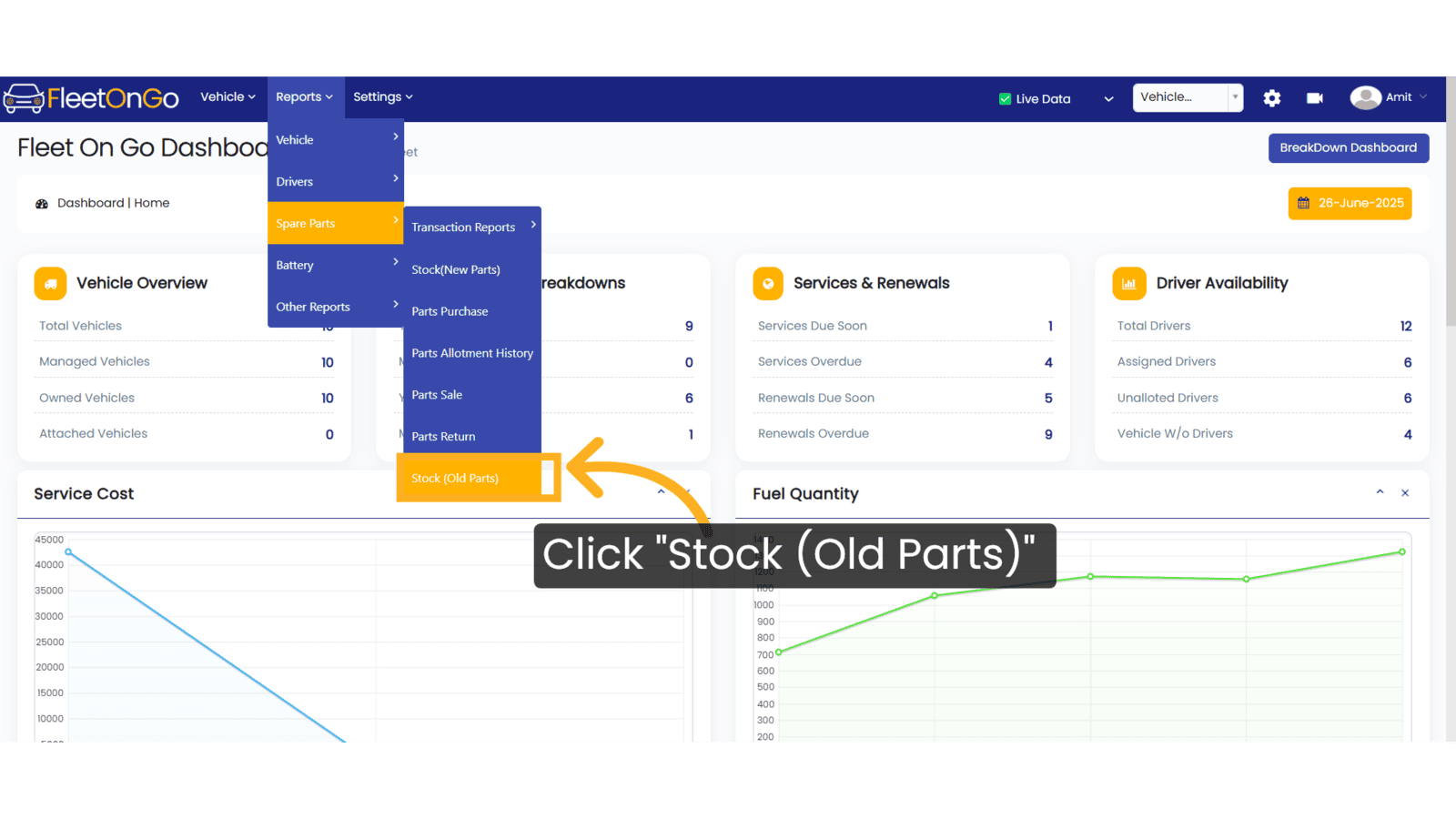 Click 'Stock (Old Parts)'