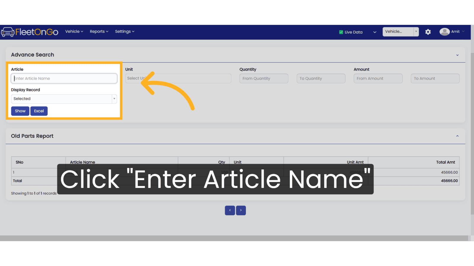 Click 'Enter Article Name'