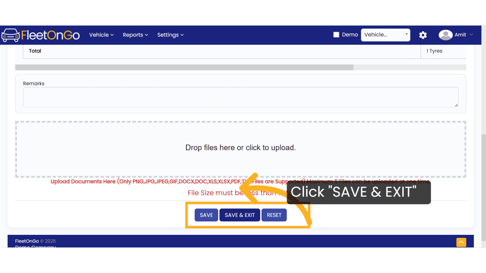 Click 'SAVE & EXIT'