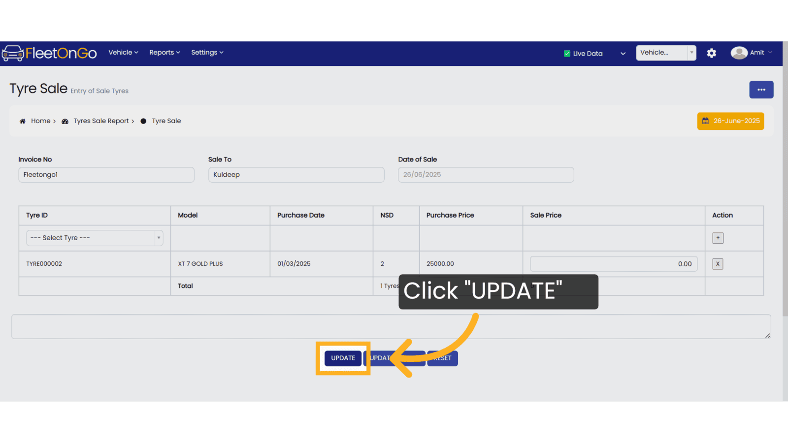 Click 'UPDATE'