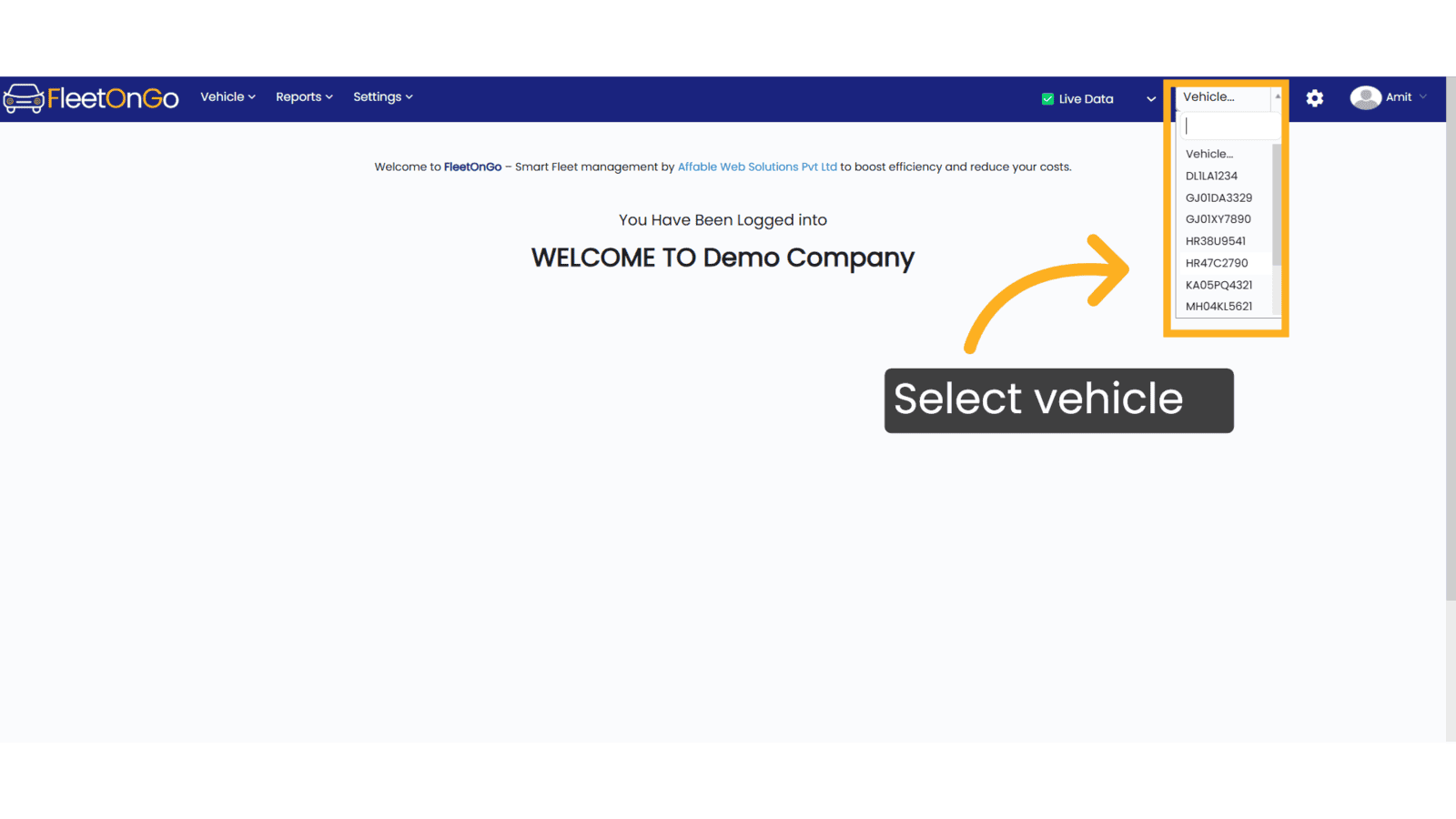Select vehicle