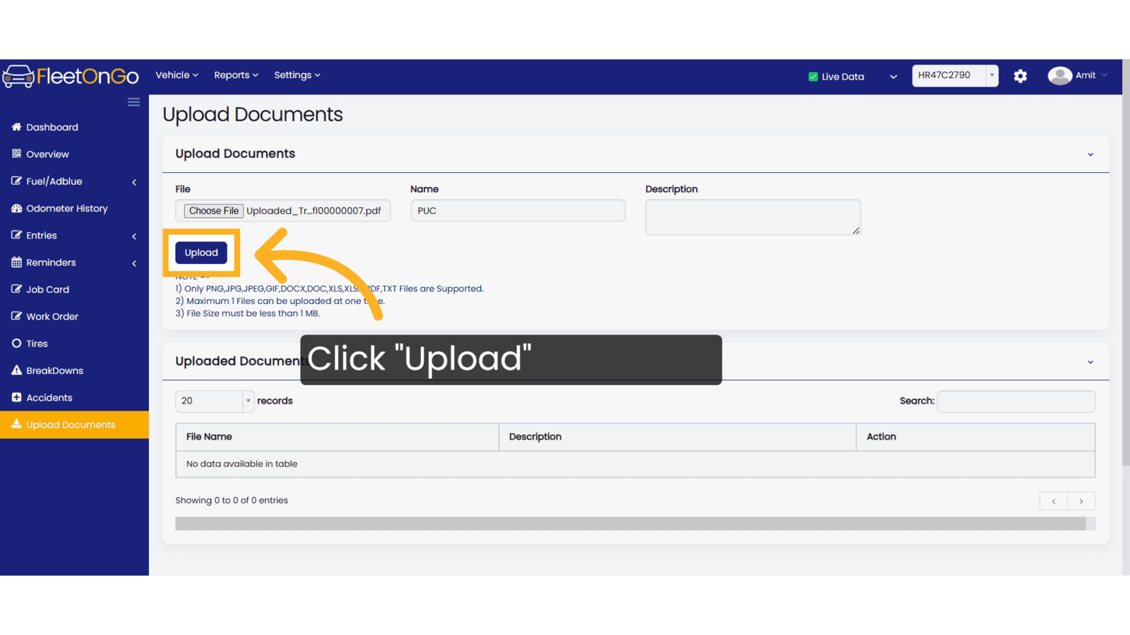 Click 'Upload'