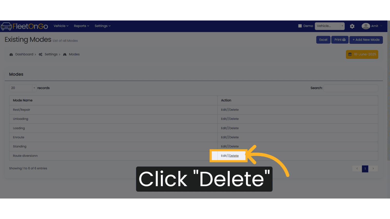 Click Delete