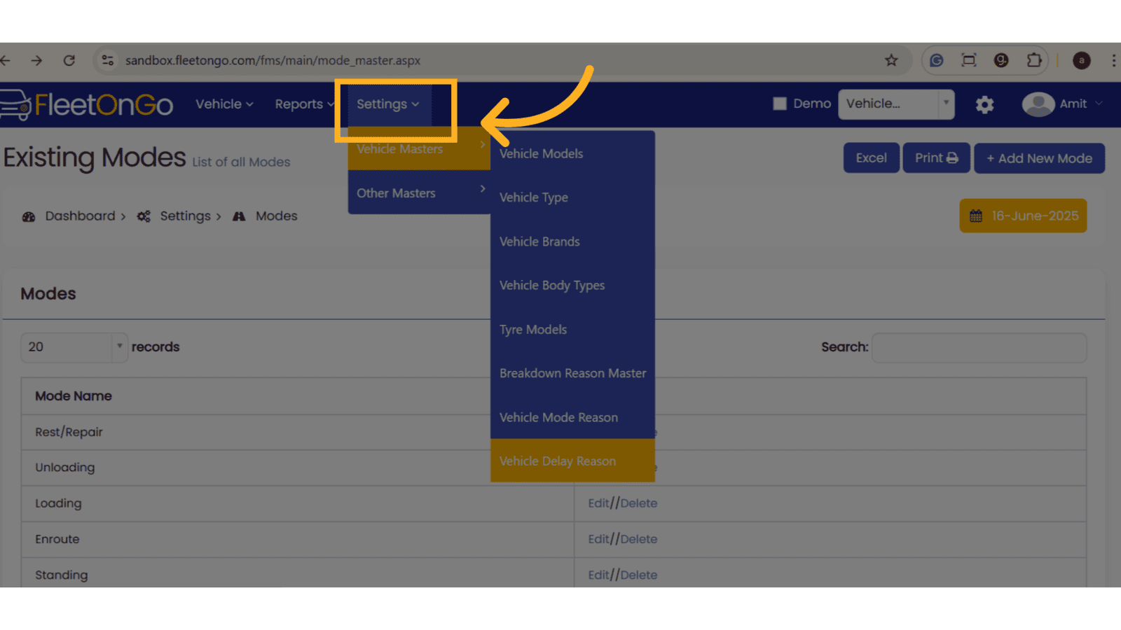 Click on setting