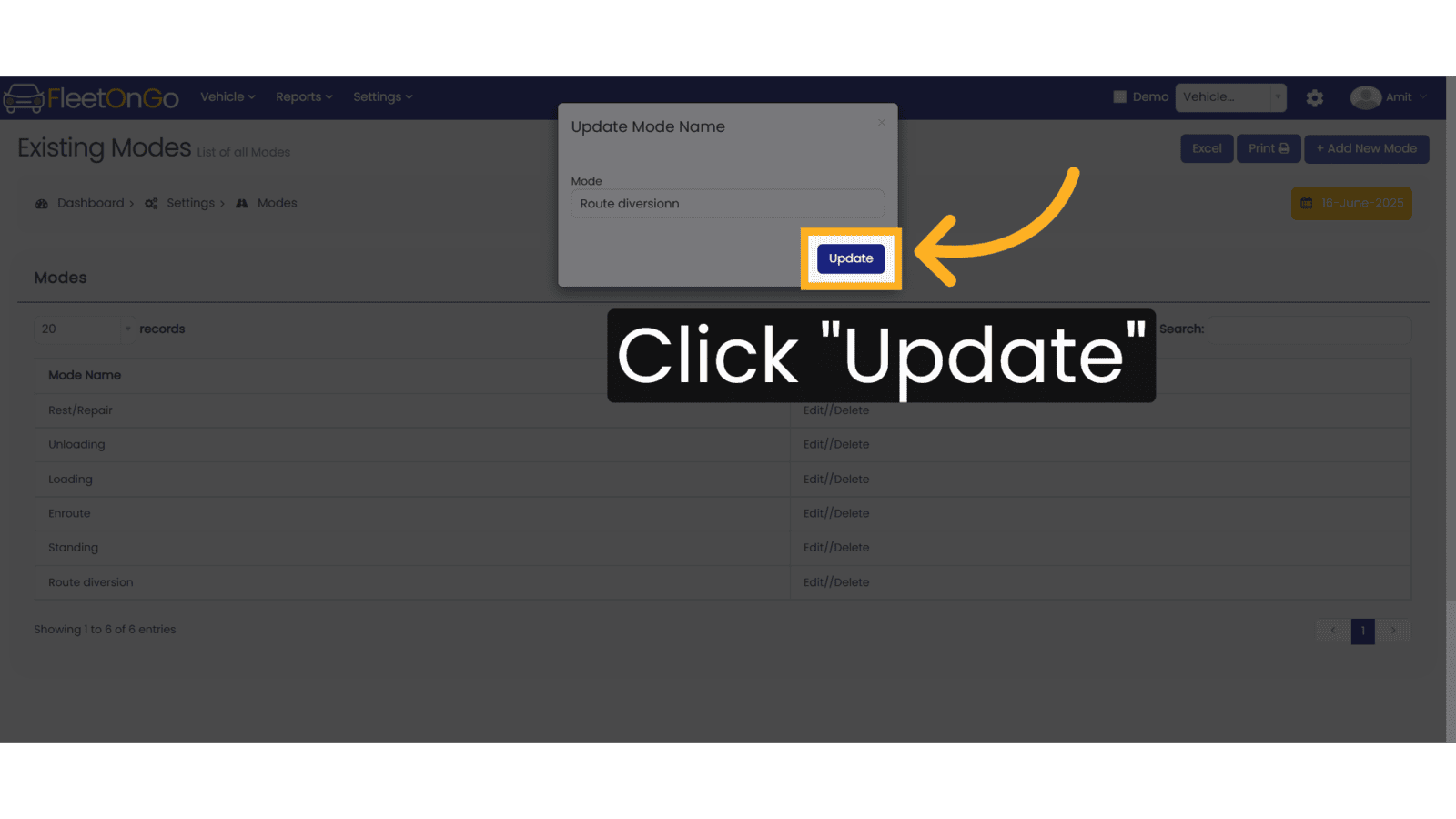 Click Update