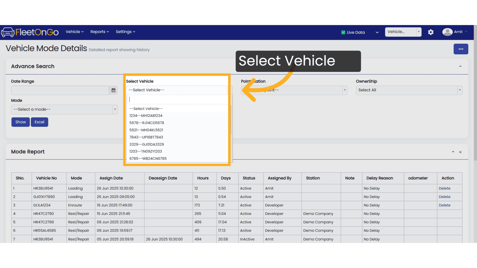 Select Vehicle