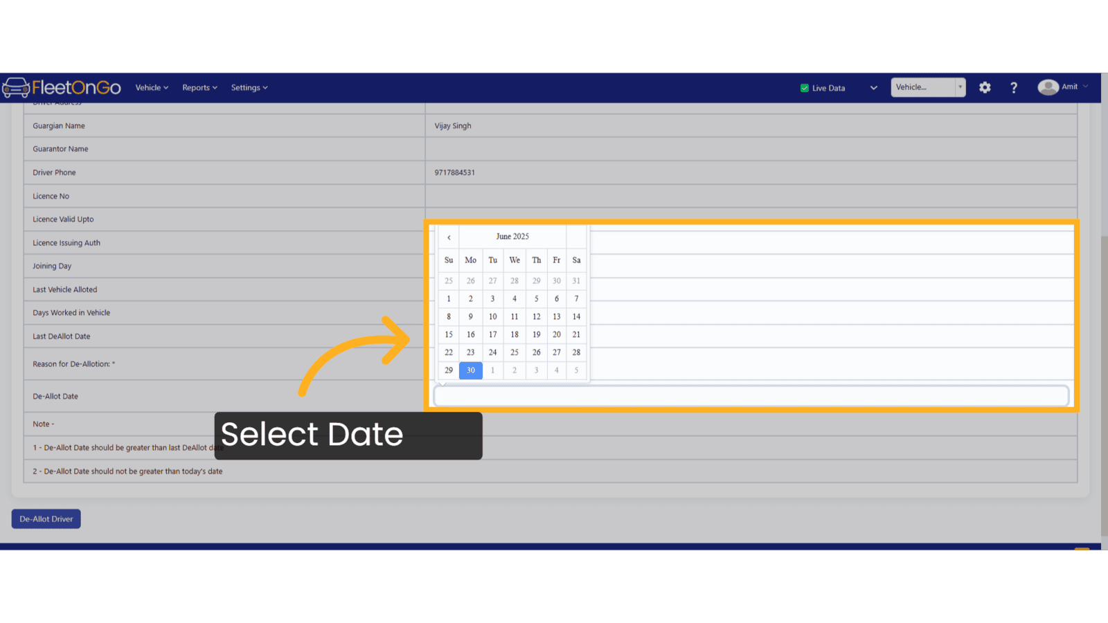 Select Date