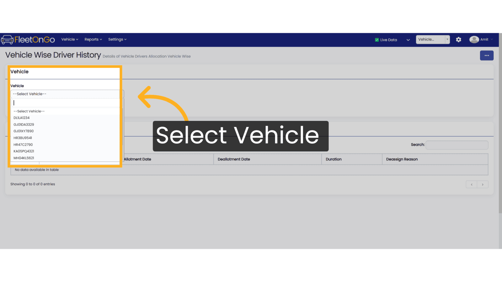 Select Vehicle